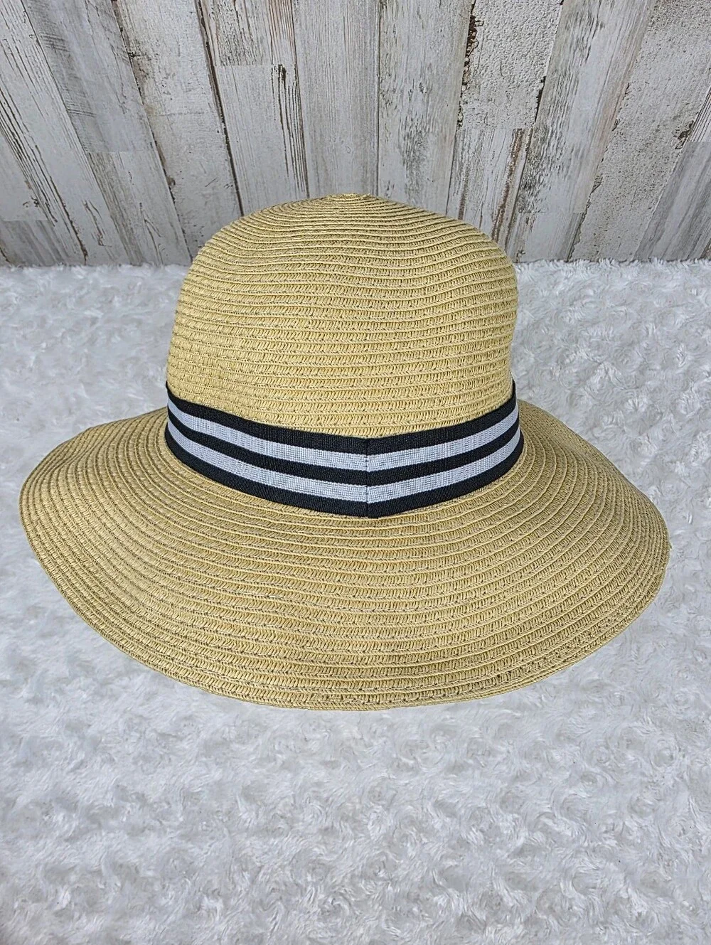 Talbots Paper Straw Woven Wide Brim Sun Hat Tan One Size